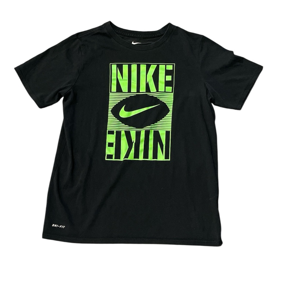 Nike boys Black & Green Graphic athletic cut Dri-fit T-Shirt
